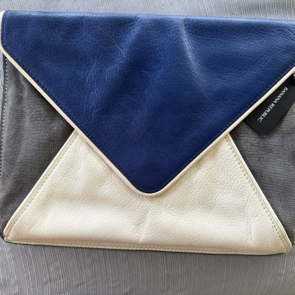 Banana Republic Navy and Cream Envelope Clutch